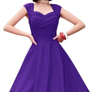 MUXXN Women 1950s Vintage Retro Capshoulder Party Swing Dress XXL, Purple